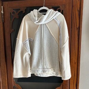 Pol: Cream Textured Sweatshirt with Beaded Trim
